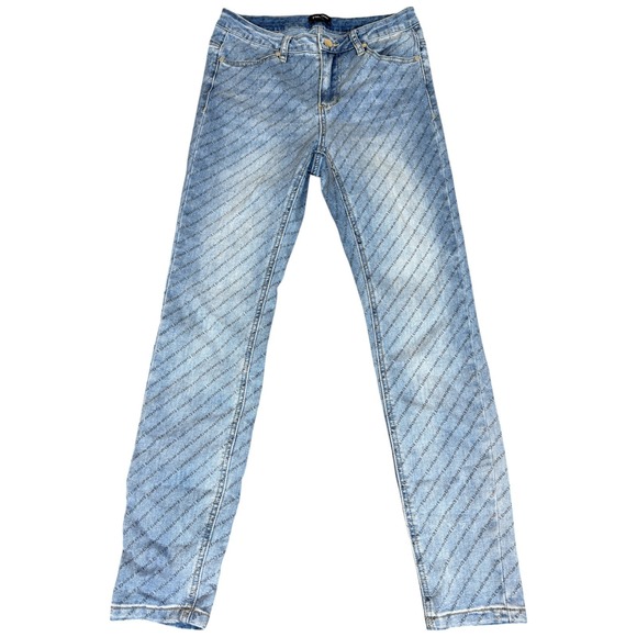 Vintage Y2K Bebe Jeans Women's 27x28 Skinny Acid Wash Embellished Low Rise‎ LOGO - Picture 1 of 4